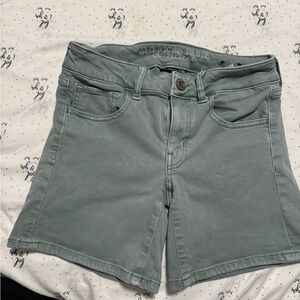 American Eagle Outfitters Green Jean Shorts Mid-Rise